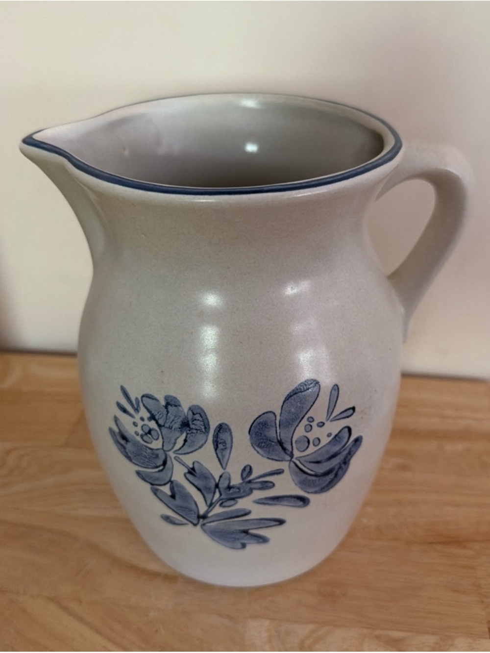 Blue Floral Ceramic Pitcher - Unbranded